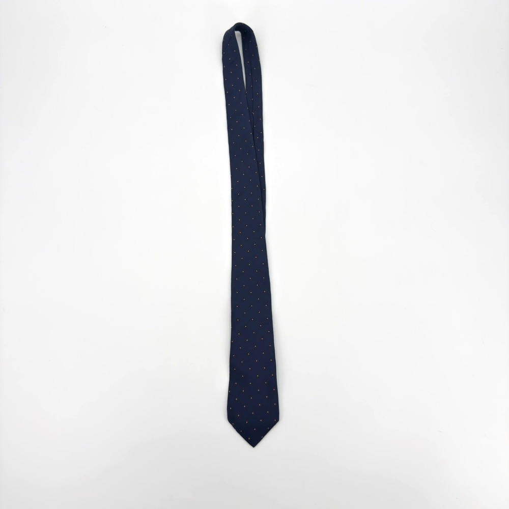 Dellacroce Mens Navy Blue Red Medallion Pure Silk Tie Made In Italy USA Fabric